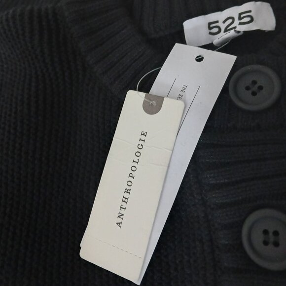 NWT 525 Anthropologie Sweater M/L Black Cropped Shrug Cardigan Button Front - Picture 8 of 12